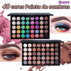 Paleta de Sombras com 40 Cores - Acabamento Matte e Shimmer, Alta Pigmentação, Efeito Esfumado e Longa Duração.ne.
