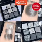 Paleta De Sombras Com Glitter De 9 , Metal Escuro , Punk , Olho Esfumaçado , Cinza , Preto , Frio , Maquiagem Feminina