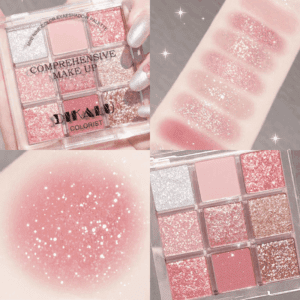 Paleta De Sombras De 9 Cores-Acabamentos Foscos , Brilhantes E Em Tons De Terra , Esfumaçados Azuis-Roxos