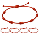 Kit 5 Pulseiras Vermelhas 7 Nós Ajustáveis em Seda Proteção, Equilíbrio e Energia Positiva Inspiradas Kabbalah Acessório Unissex para Presente e Uso Diário com Design Artesanal