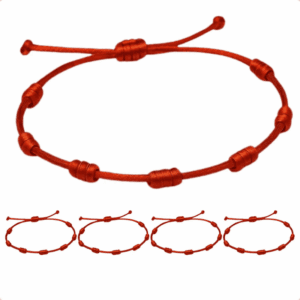 Kit 5 Pulseiras Vermelhas 7 Nós Ajustáveis em Seda Proteção, Equilíbrio e Energia Positiva Inspiradas Kabbalah Acessório Unissex para Presente e Uso Diário com Design Artesanal