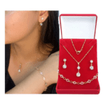 Correntinha Feminina Kit Com Colar Brincos E Pulseira