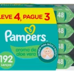 Lenços Umedecidos Pampers Aroma de Aloe Vera, 192 Unidades